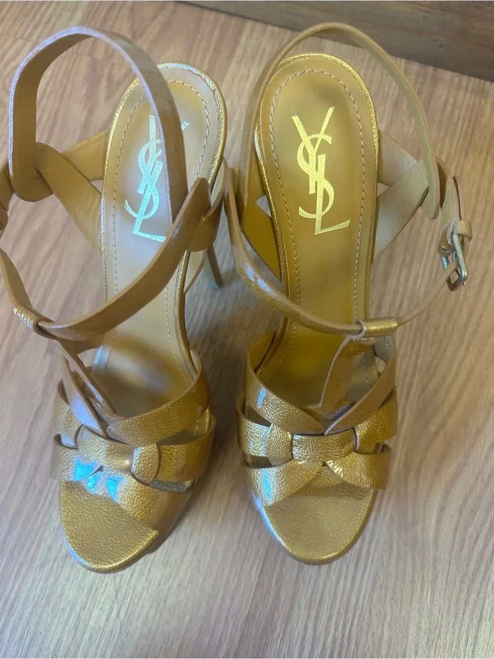 Yves Saint Laurent Metallic orange bronze  Platform Stiletto Sandals
